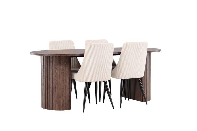 Härön Ruokailuryhmä 200 cm Soikea jossa 4 Leone tuolia - Mokka/Beige - Huonekalut - Pöytä & ruokailuryhmä - Ruokailuryhmä