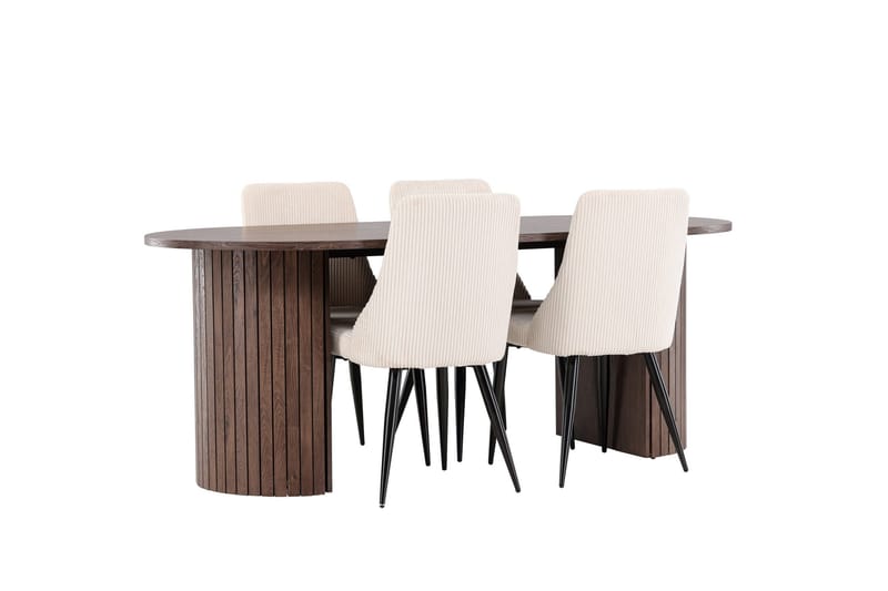 Härön Ruokailuryhmä 200 cm Soikea jossa 4 Leone tuolia - Mokka/Beige - Huonekalut - Pöytä & ruokailuryhmä - Ruokailuryhmä