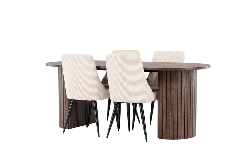 Härön Ruokailuryhmä 200 cm Soikea jossa 4 Leone tuolia - Mokka/Beige - Huonekalut - Pöytä & ruokailuryhmä - Ruokailuryhmä