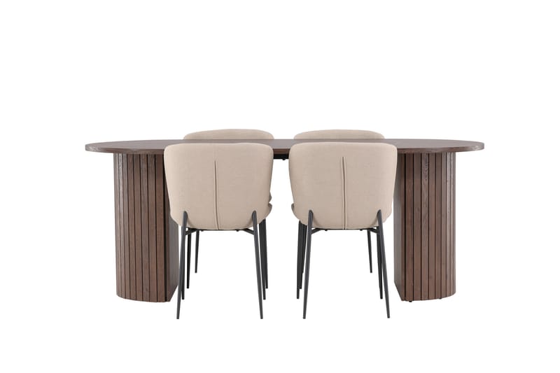 Härön Ruokailuryhmä 200 cm Soikea jossa 4 Modesto tuolia - Mokka/Beige - Huonekalut - Pöytä & ruokailuryhmä - Ruokailuryhmä