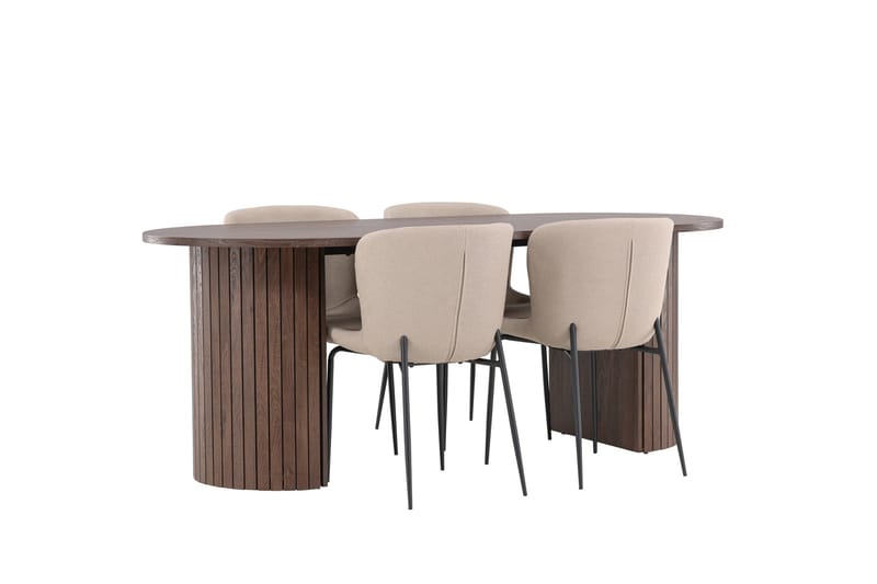 Härön Ruokailuryhmä 200 cm Soikea jossa 4 Modesto tuolia - Mokka/Beige - Huonekalut - Pöytä & ruokailuryhmä - Ruokailuryhmä