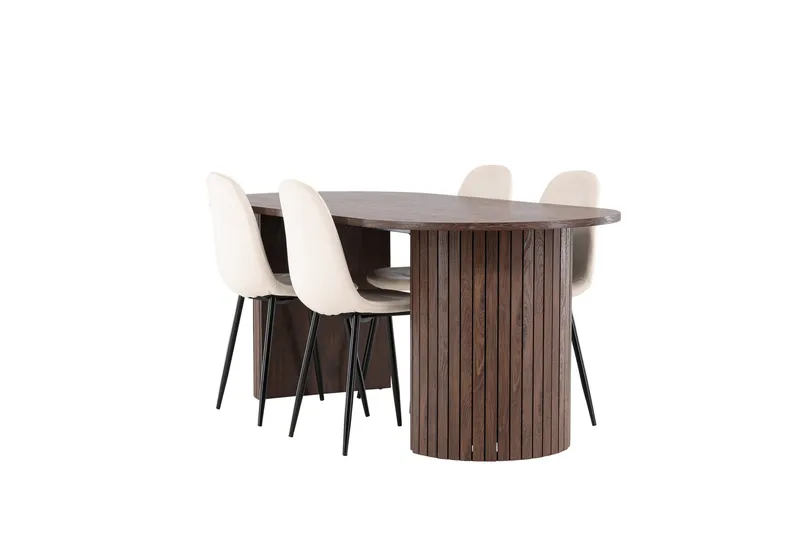 Härön Ruokailuryhmä 200 cm Soikea jossa 4 Polar tuolia, Mokka/Beige