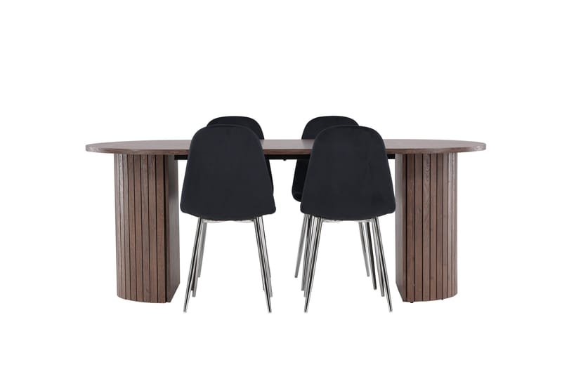 Härön Ruokailuryhmä 200 cm Soikea jossa 4 Polar tuolia - Mokka/Musta - Huonekalut - Pöytä & ruokailuryhmä - Ruokailuryhmä