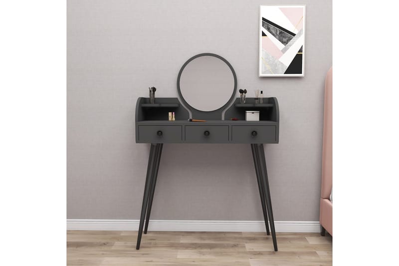 Habiba Kampauspöytä 93,6 cm - Antrasiitti - Huonekalut - Pöytä & ruokailuryhmä - Meikki- & kampauspöydät - Meikkipöytä peilillä