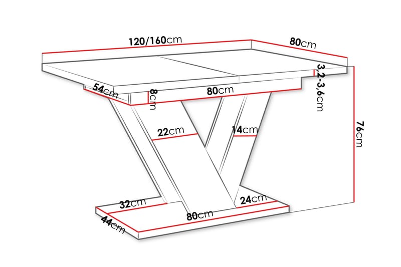 Harumi Ruokapöytä 120 cm, suorakulmainen - Harmaa/Valkoinen - Huonekalut - Pöytä & ruokailuryhmä - Ruokapöydät & keittiön pöydät