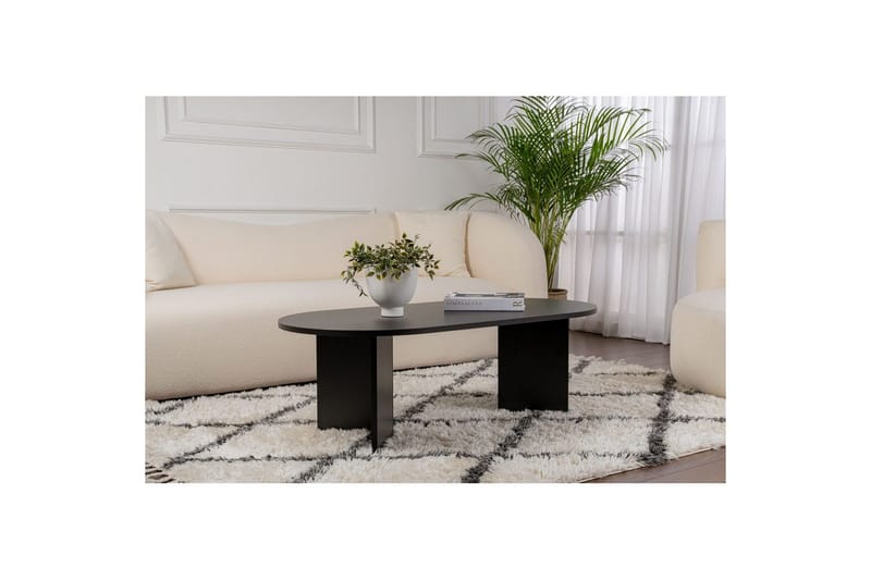 Hasina soikea sohvapöytä 119x60 cm maalatulla puun ilmeellä - Musta - Huonekalut - Pöytä & ruokailuryhmä - Sohvapöytä