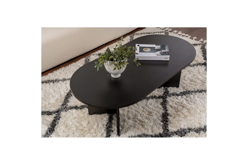 Hasina soikea sohvapöytä 119x60 cm maalatulla puun ilmeellä - Musta - Huonekalut - Pöytä & ruokailuryhmä - Sohvapöytä
