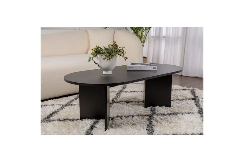 Hasina soikea sohvapöytä 119x60 cm maalatulla puun ilmeellä - Musta - Huonekalut - Pöytä & ruokailuryhmä - Sohvapöytä
