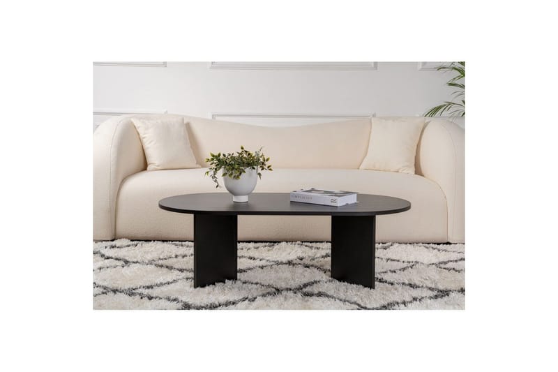 Hasina soikea sohvapöytä 119x60 cm maalatulla puun ilmeellä - Musta - Huonekalut - Pöytä & ruokailuryhmä - Sohvapöytä