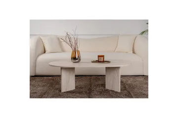 Hasina Soikea Sohvapöytä 119x60 cm Travertiinin Näköisellä Pinnalla - Valkoinen - Huonekalut - Pöytä & ruokailuryhmä - Sohvapöytä