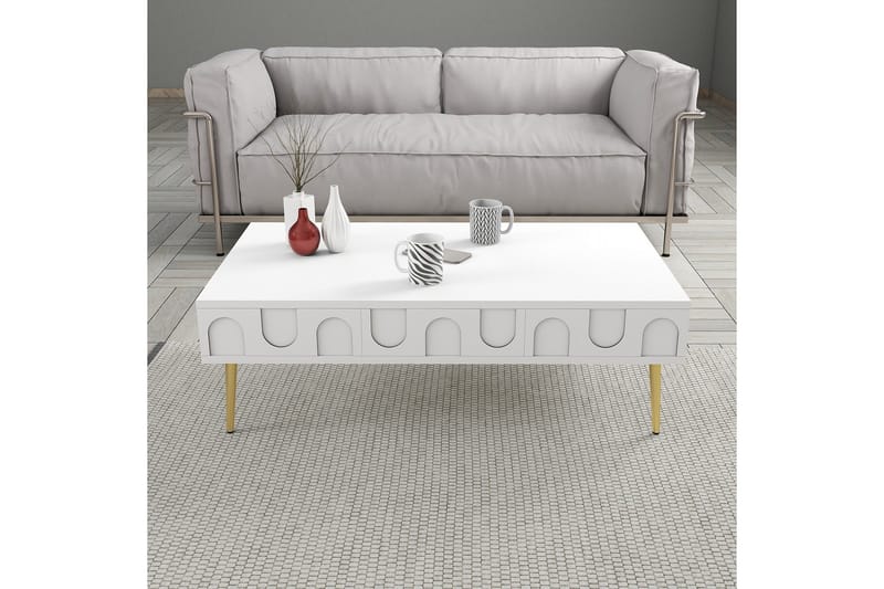 Hazim Sohvapöytä 105 cm - Valkoinen/Kulta - Huonekalut - Pöytä & ruokailuryhmä - Sohvapöytä