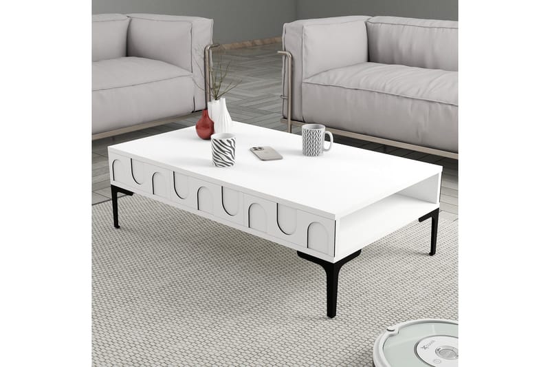 Hazim Sohvapöytä 105 cm - Valkoinen/Musta - Huonekalut - Pöytä & ruokailuryhmä - Sohvapöytä