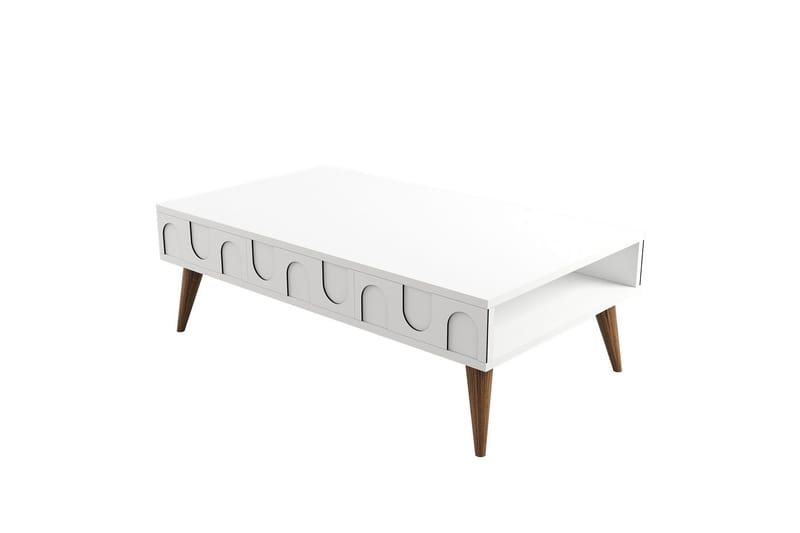 Hazim Sohvapöytä 105 cm, Valkoinen/Pähkinäpuu
