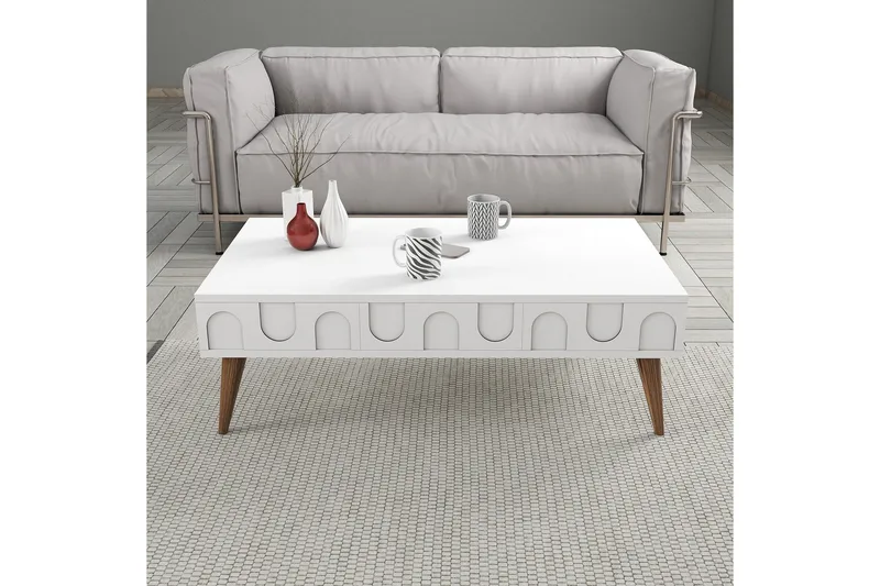 Hazim Sohvapöytä 105 cm - Valkoinen/Pähkinäpuu - Huonekalut - Pöytä & ruokailuryhmä - Sohvapöytä