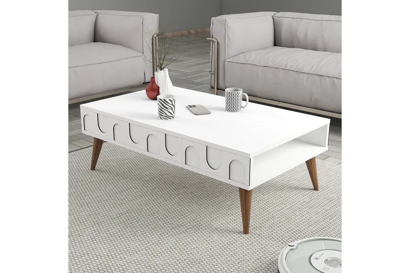 Hazim Sohvapöytä 105 cm - Valkoinen/Pähkinäpuu - Huonekalut - Pöytä & ruokailuryhmä - Sohvapöytä