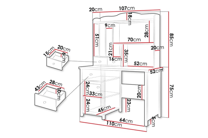 Hilts Hoitopöytä 110x52 cm - Harmaa - Huonekalut - Pöytä & ruokailuryhmä - Meikki- & kampauspöydät