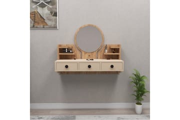 Hines Kampauspöytä 90 cm - Ruskea/Beige - Huonekalut - Pöytä & ruokailuryhmä - Meikki- & kampauspöydät - Meikkipöytä peilillä