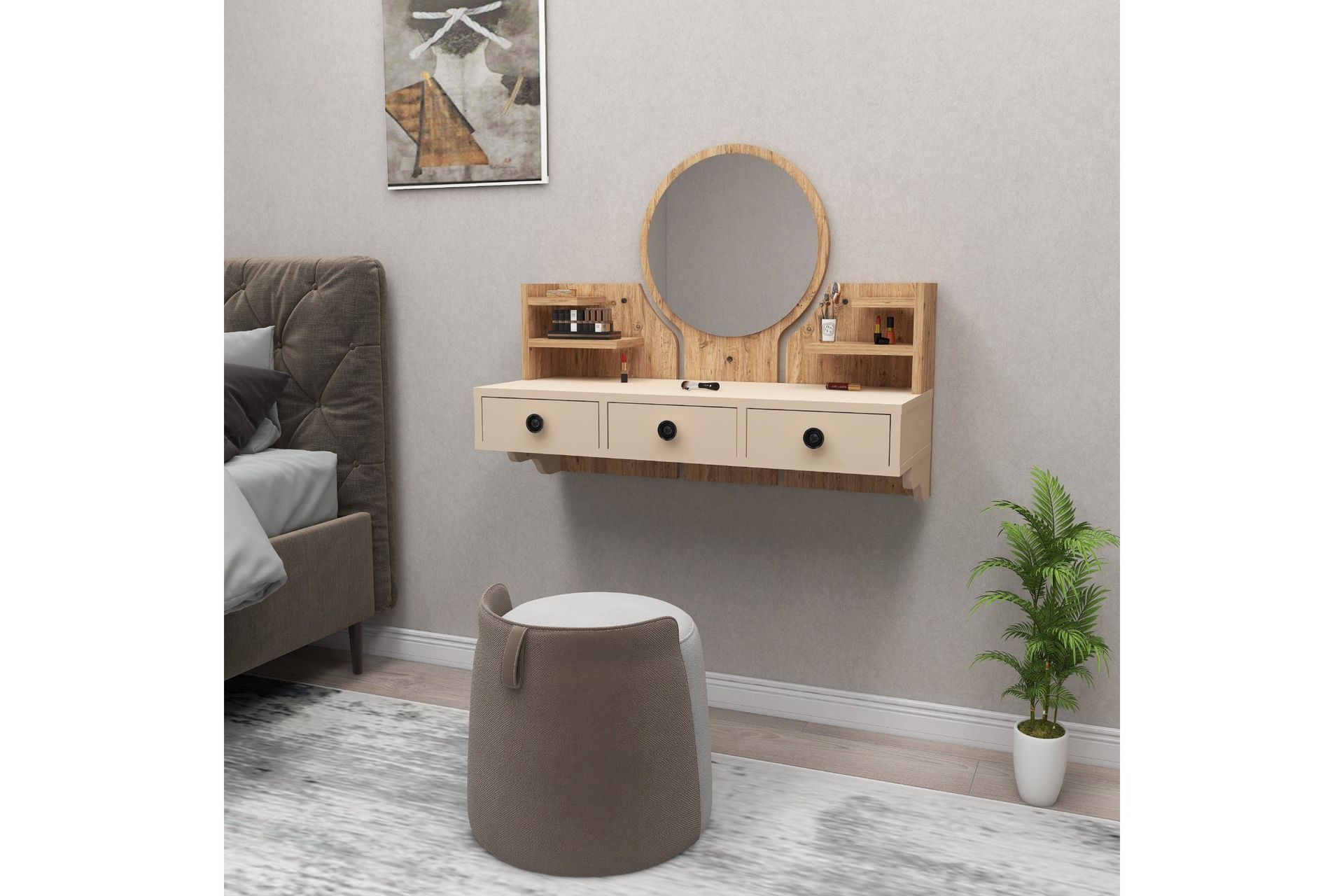 Hines Kampauspöytä 90 cm - Ruskea/Beige - Huonekalut - Pöytä & ruokailuryhmä - Meikki- & kampauspöydät