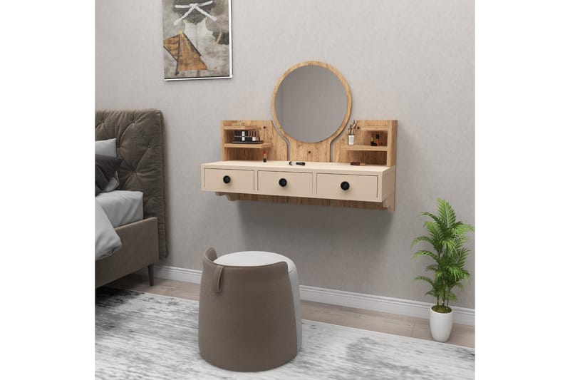 Hines Kampauspöytä 90 cm - Ruskea/Beige - Huonekalut - Pöytä & ruokailuryhmä - Meikki- & kampauspöydät