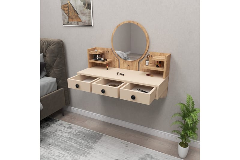 Hines Kampauspöytä 90 cm - Ruskea/Beige - Huonekalut - Pöytä & ruokailuryhmä - Meikki- & kampauspöydät