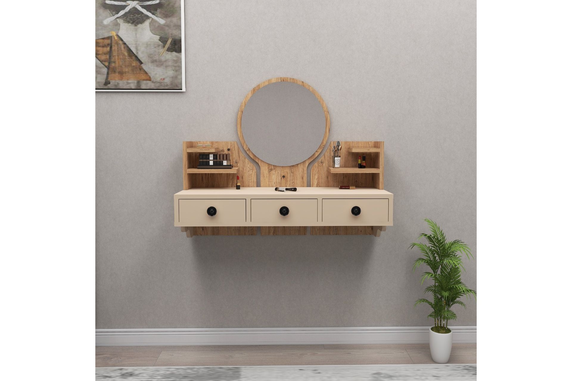 Hines Kampauspöytä 90 cm - Ruskea/Beige - Huonekalut - Pöytä & ruokailuryhmä - Meikki- & kampauspöydät