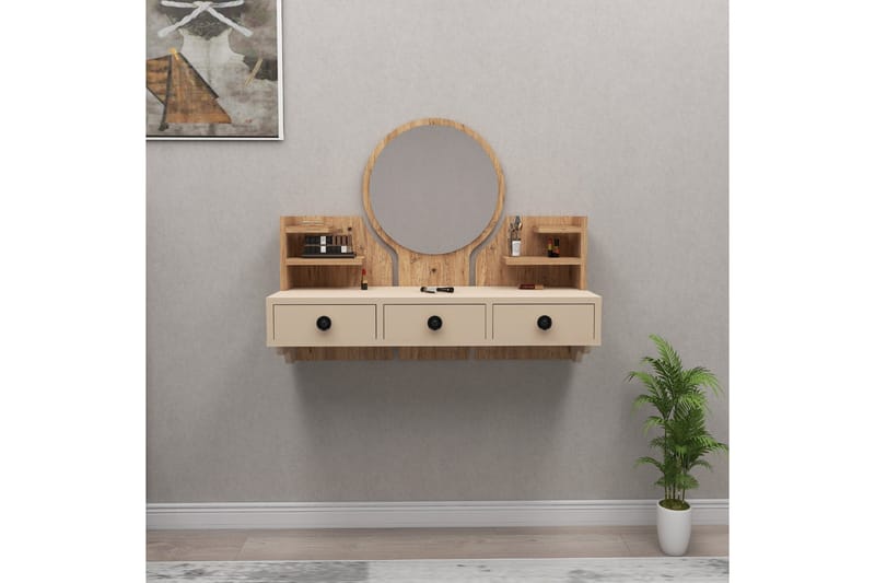 Hines Kampauspöytä 90 cm - Ruskea/Beige - Huonekalut - Pöytä & ruokailuryhmä - Meikki- & kampauspöydät