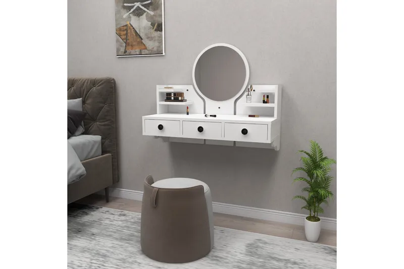 Hines Kampauspöytä 90 cm - Valkoinen - Huonekalut - Pöytä & ruokailuryhmä - Meikki- & kampauspöydät