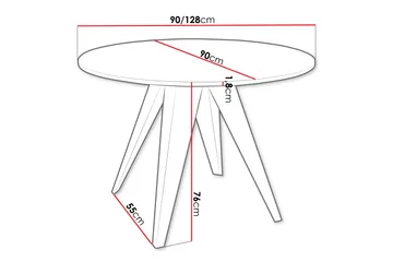 Hoban ruokapöytä 128 cm - Musta/Valkoinen - Huonekalut - Pöytä & ruokailuryhmä - Marmoripöydät