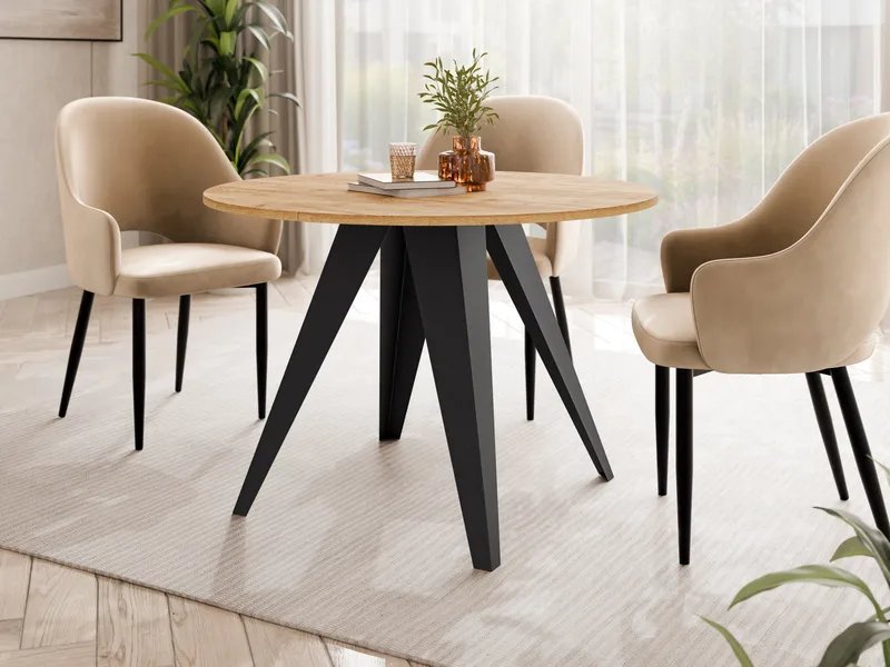 Hoban Pyöreä jatkettava ruokapöytä 100-138 cm - Musta, Nature - Huonekalut - Pöytä & ruokailuryhmä - Ruokapöydät & keittiön pöydät