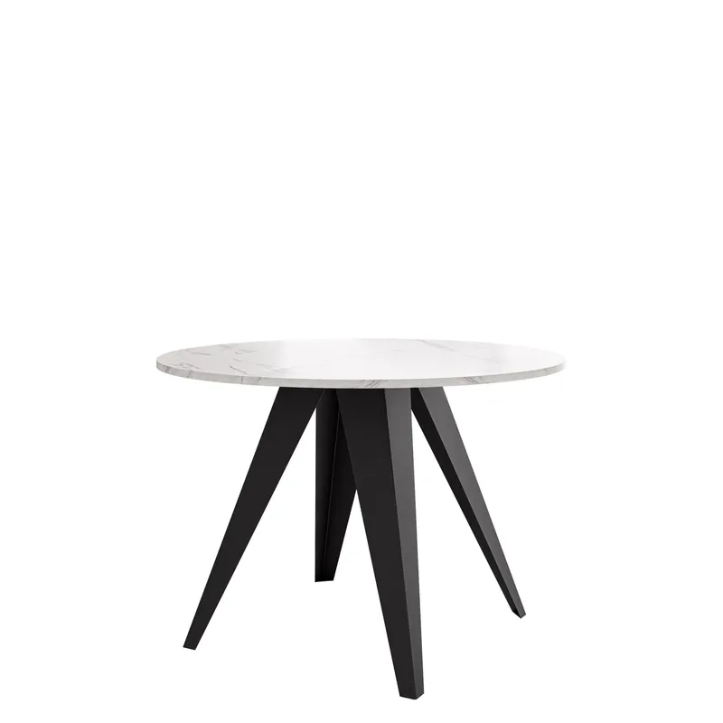Hoban Pyöreä jatkettava ruokapöytä 100-138 cm - Musta, valkoinen (valkoinen marmorikansi) - Huonekalut - Pöytä & ruokailuryhmä - Ruokapöydät & keittiön pöydät