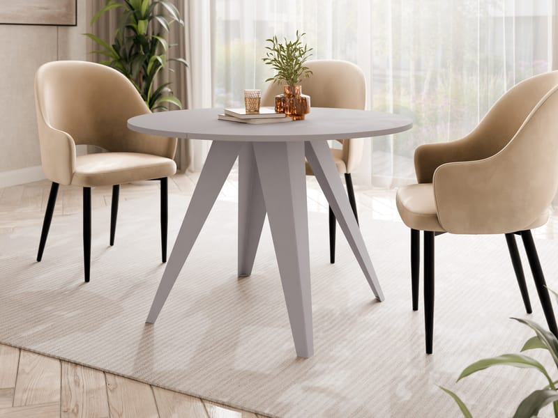 Hoban Pyöreä jatkettava ruokapöytä 100-138 cm - beige - Huonekalut - Pöytä & ruokailuryhmä - Ruokapöydät & keittiön pöydät