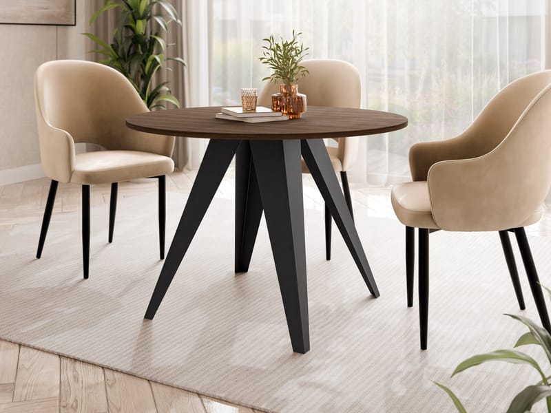 Hoban Pyöreä jatkettava ruokapöytä 100-138 cm - Musta, ruskea - Huonekalut - Pöytä & ruokailuryhmä - Ruokapöydät & keittiön pöydät