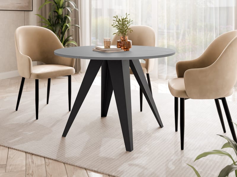 Hoban Pyöreä jatkettava ruokapöytä 100-138 cm - Musta, harmaa - Huonekalut - Pöytä & ruokailuryhmä - Ruokapöydät & keittiön pöydät