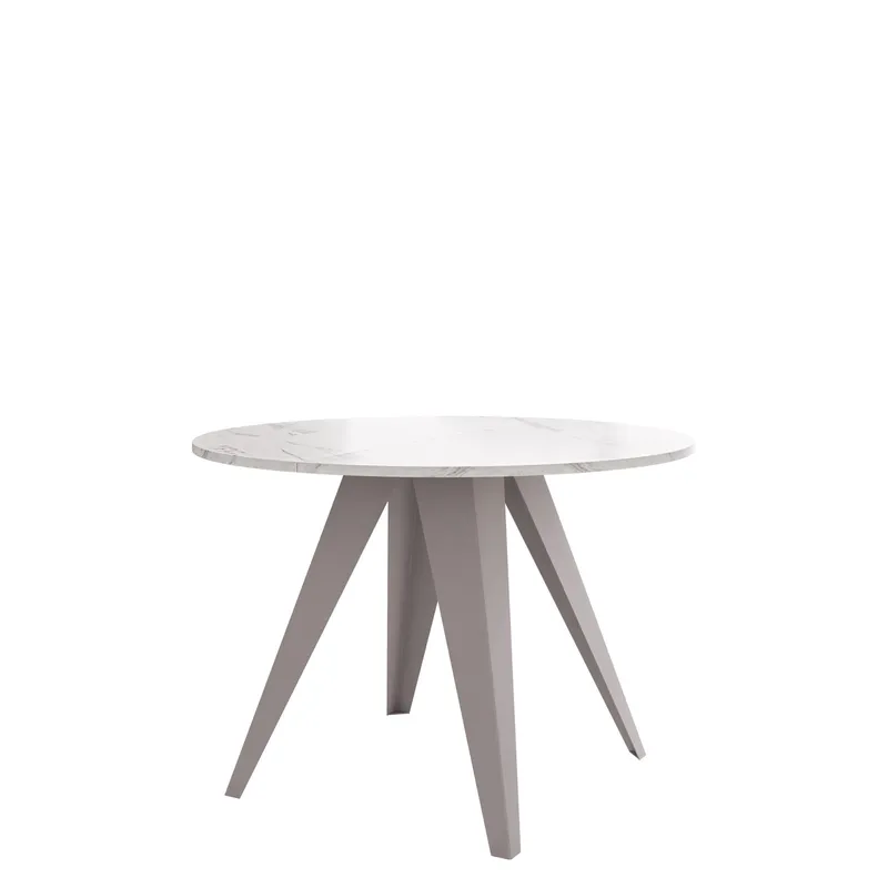 Hoban Pyöreä jatkettava ruokapöytä 100-138 cm - Beige, valkoinen (marmori) - Huonekalut - Pöytä & ruokailuryhmä - Ruokapöydät & keittiön pöydät