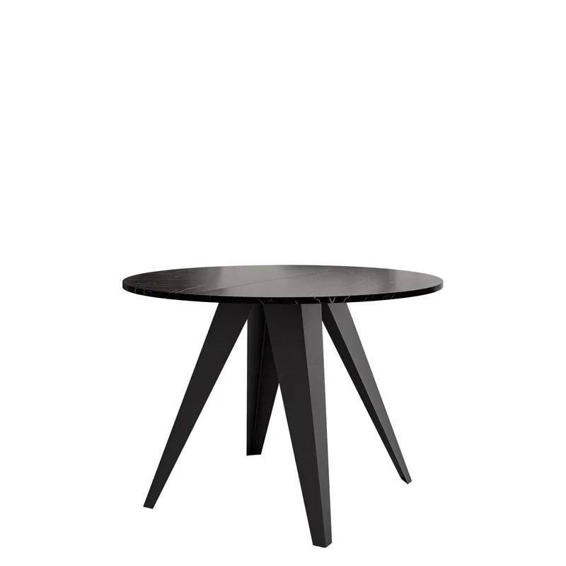Hoban Pyöreä jatkettava ruokapöytä 100-138 cm - Musta (musta marmoritaso) - Huonekalut - Pöytä & ruokailuryhmä - Ruokapöydät & keittiön pöydät