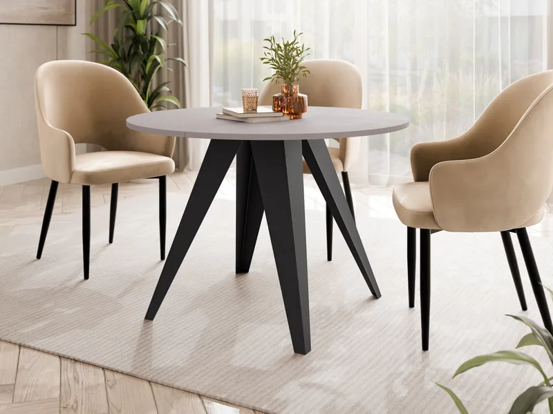 Hoban Pyöreä jatkettava ruokapöytä 100-138 cm - Musta, beige - Huonekalut - Pöytä & ruokailuryhmä - Ruokapöydät & keittiön pöydät