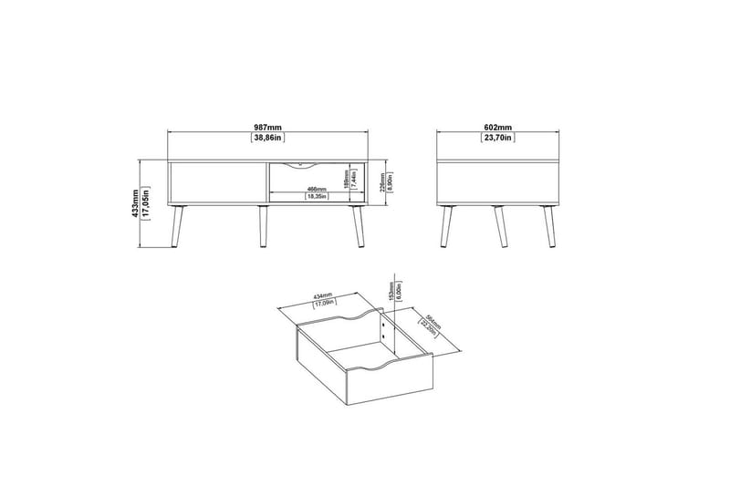 Hostafranc Sohvapöytä 98,7 cm - Luonnonväri/Valkoinen - Huonekalut - Pöytä & ruokailuryhmä - Sohvapöytä