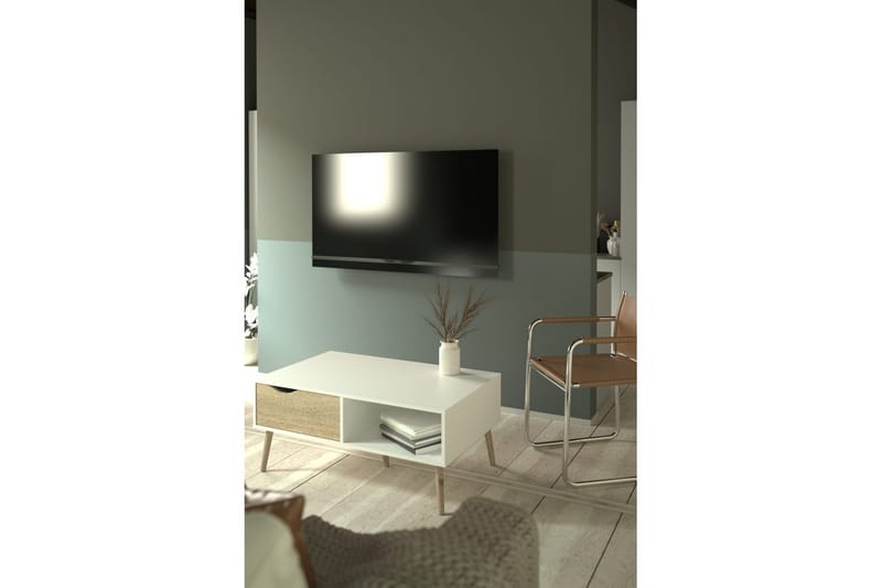 Hostafranc Sohvapöytä 98,7 cm - Luonnonväri/Valkoinen - Huonekalut - Pöytä & ruokailuryhmä - Sohvapöytä