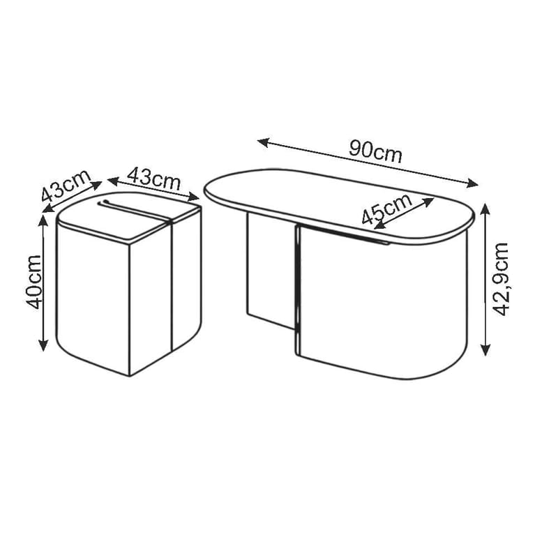 Hu sohvapöytäsetti 90x42,9x45 cm - Antiikkipähkinä - Huonekalut - Pöytä & ruokailuryhmä - Sohvapöytä