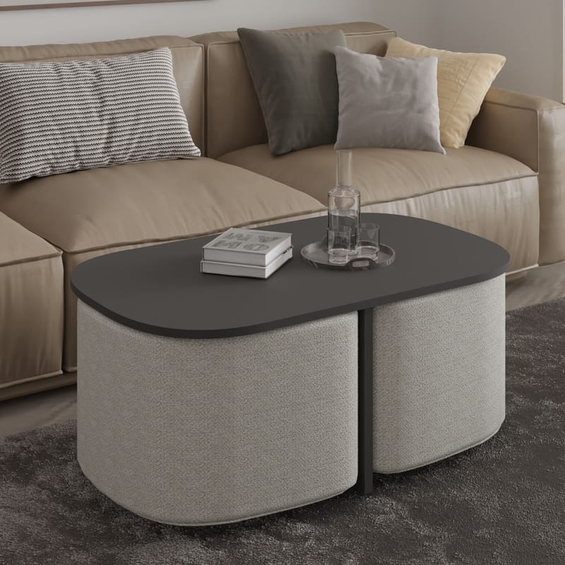 Hu sohvapöytäsetti 90x42,9x45 cm - Antrasiitti - Huonekalut - Pöytä & ruokailuryhmä - Sohvapöytä