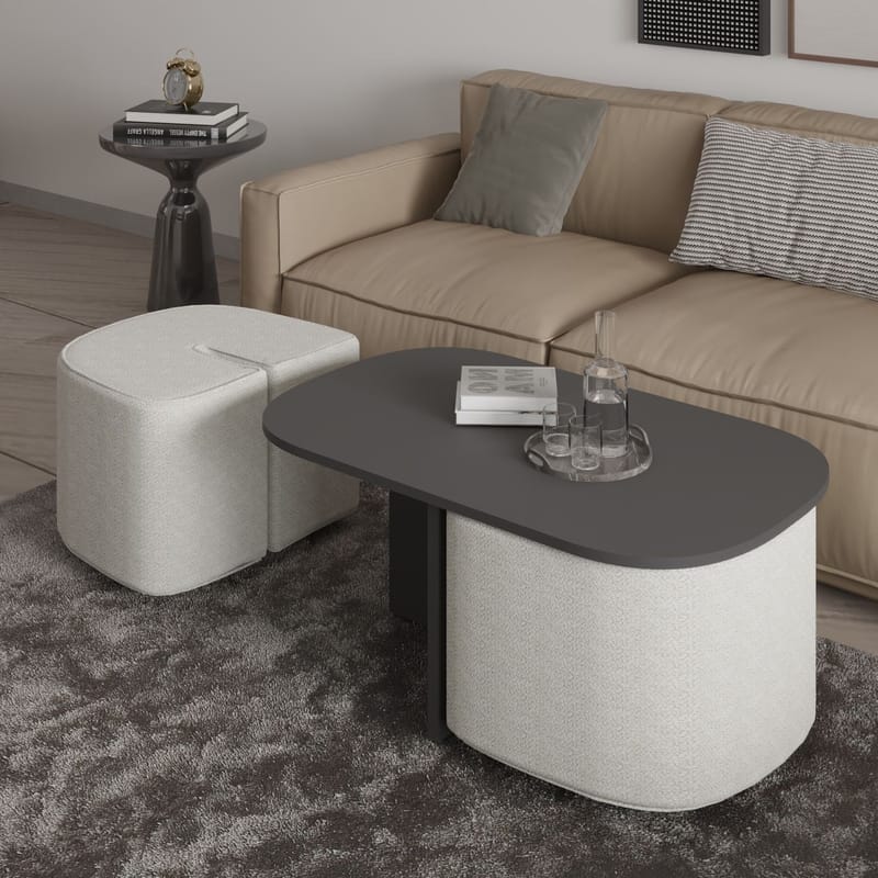 Hu sohvapöytäsetti 90x42,9x45 cm - Antrasiitti - Huonekalut - Pöytä & ruokailuryhmä - Sohvapöytä