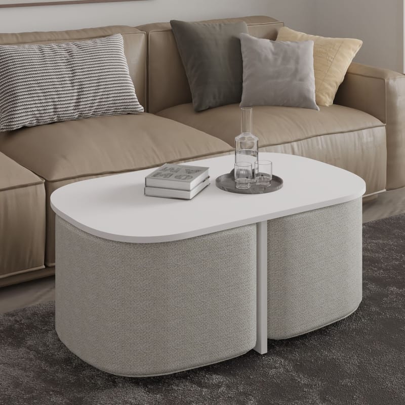 Hu sohvapöytäsetti 90x42,9x45 cm - Valkoinen - Huonekalut - Pöytä & ruokailuryhmä - Sohvapöytä