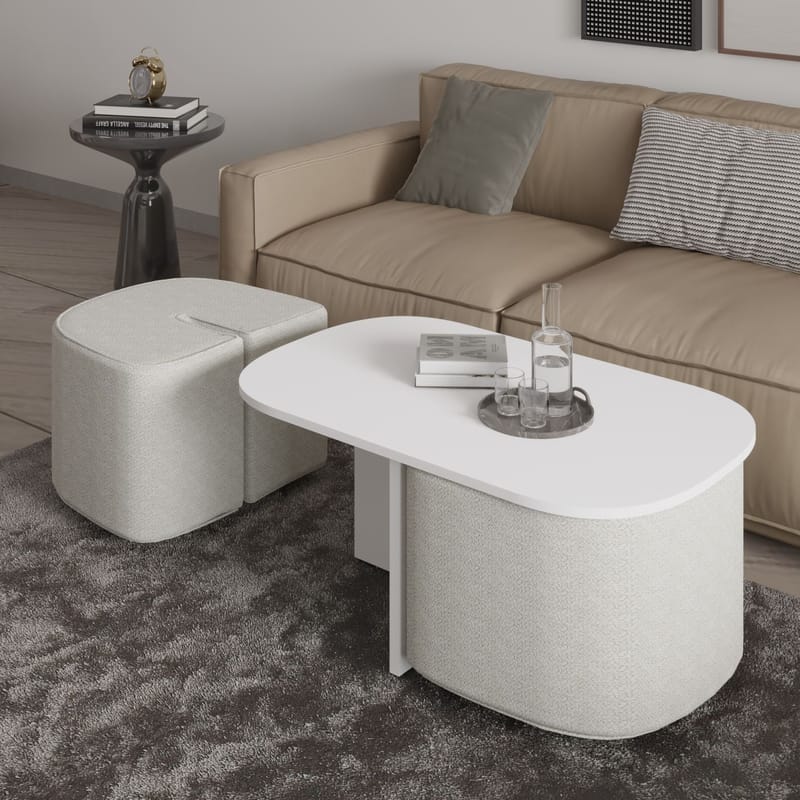 Hu sohvapöytäsetti 90x42,9x45 cm - Valkoinen - Huonekalut - Pöytä & ruokailuryhmä - Sohvapöytä