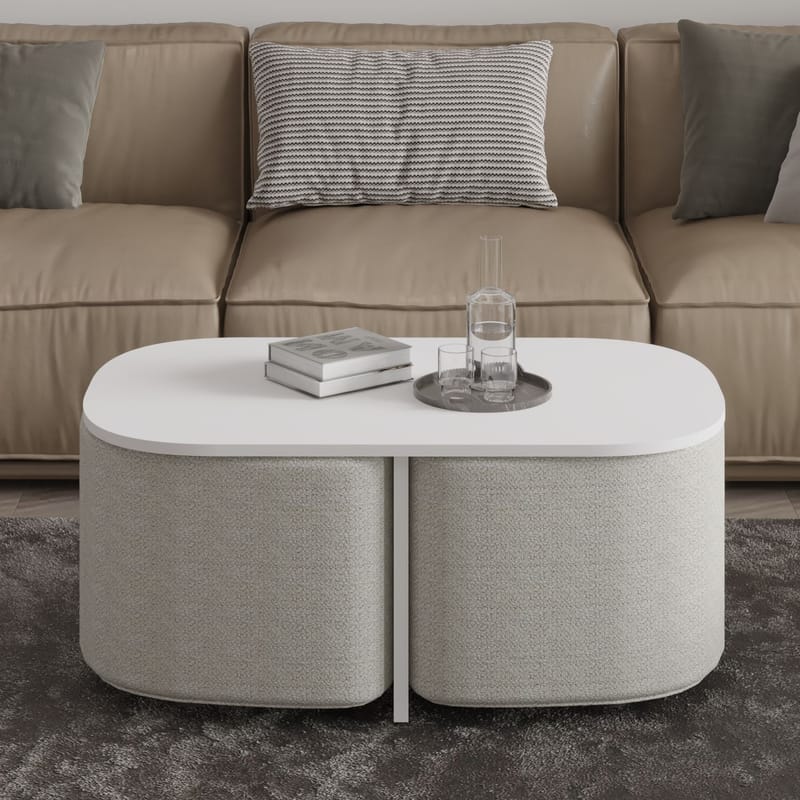 Hu sohvapöytäsetti 90x42,9x45 cm - Valkoinen - Huonekalut - Pöytä & ruokailuryhmä - Sohvapöytä