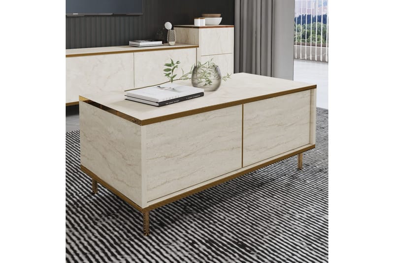 Imaj Sohvapöytä 90 cm - Beige/Kulta - Huonekalut - Pöytä & ruokailuryhmä - Sohvapöytä