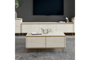Imaj sohvapöytä 90 cm suorakulmainen laatikoilla maalattua puuta - Beige - Huonekalut - Pöytä & ruokailuryhmä - Sohvapöytä