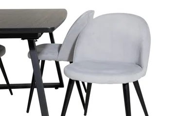 Inca-ruokailuryhmä 160 cm, jatkettava, suorakulmainen, 4 Velvet-tuolia - Huonekalut - Pöytä & ruokailuryhmä - Ruokailuryhmä