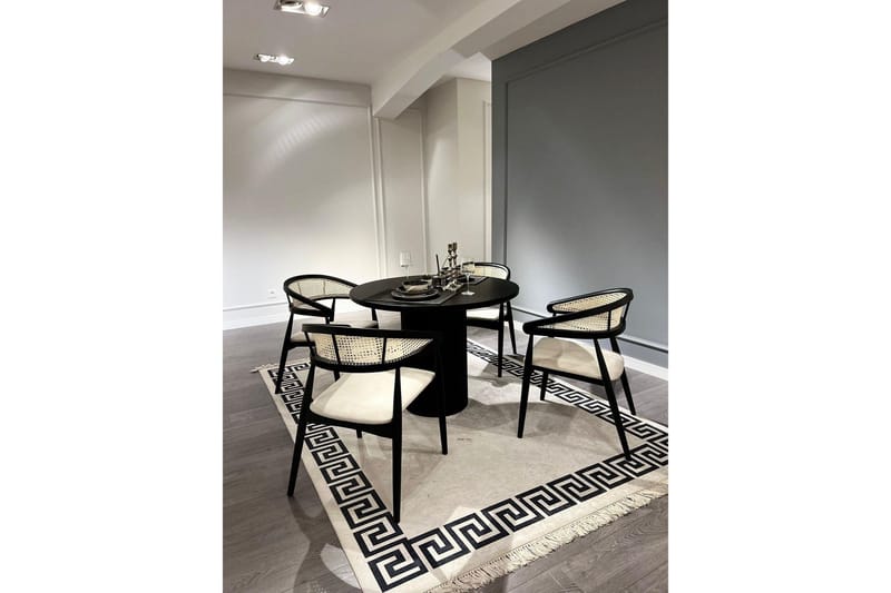 Indumati Ruokailuryhmä Pyöreä - Musta/Valkoinen - Huonekalut - Pöytä & ruokailuryhmä - Ruokailuryhmä