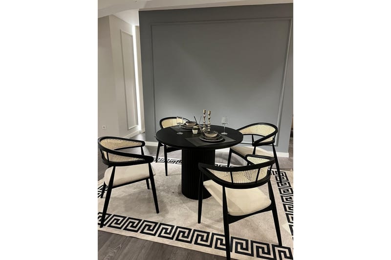 Indumati Ruokailuryhmä Pyöreä - Musta/Valkoinen - Huonekalut - Pöytä & ruokailuryhmä - Ruokailuryhmä