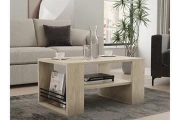 Iris 80 cm suorakulmainen sohvapöytä hyllyllä puuta - Beige - Huonekalut - Pöytä & ruokailuryhmä - Sohvapöytä